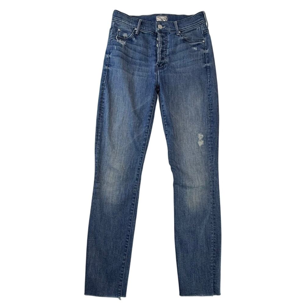 Mother Women's The Stunner Ankle Fray Size 25 Graffiti Girl Wash Button Fly Prep